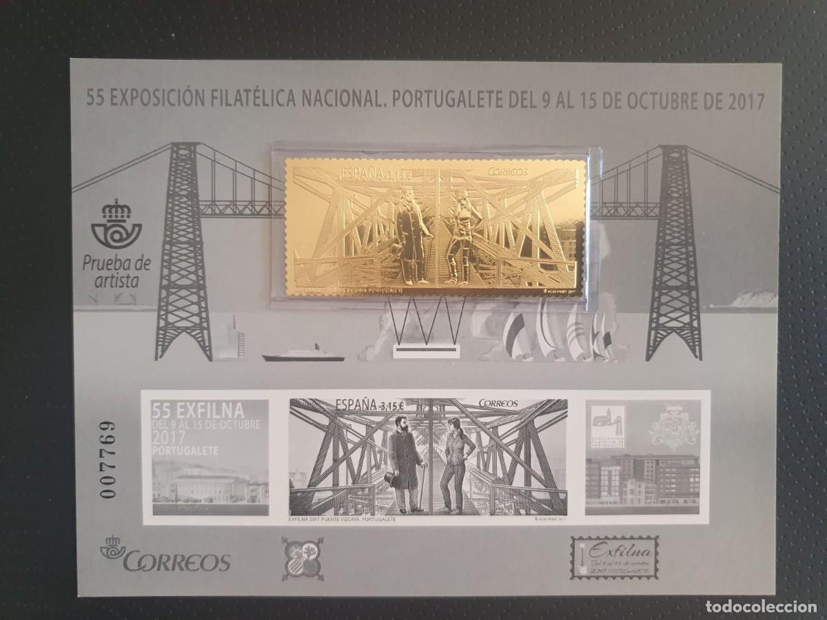 Briefmarken: PRUEBA OFICIAL ARTISTA SELLO ORO EXFILNA 2017 PORTUGALETE ESPA&Ntilde;A