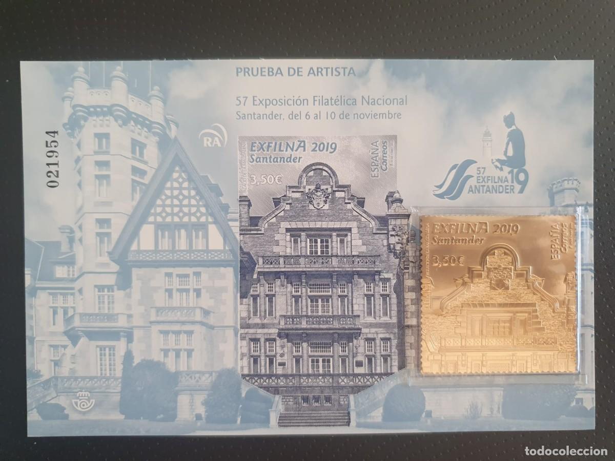 Timbres: PRUEBA OFICIAL ARTISTA SELLO ORO EXFILNA 2019 SANTANDER ESPA&Ntilde;A