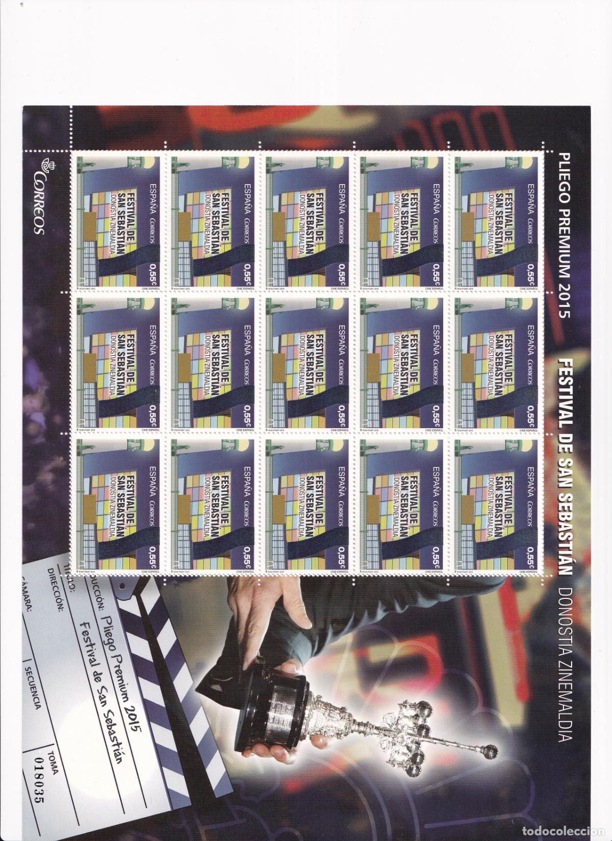 Briefmarken: Sellos Espa&ntilde;a bonito pliego premium a&ntilde;o 2015 Festival de cine de San Sebastian