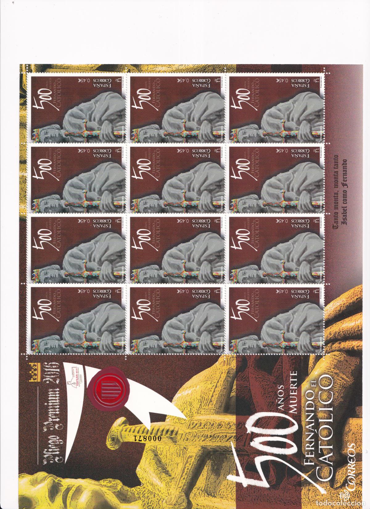 Stamps: Sellos Espa&ntilde;a bonito pliego premium a&ntilde;o 2016 200 a&ntilde;os Fernando el Catolico