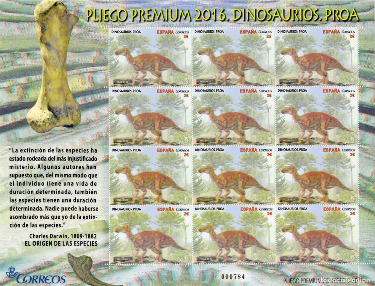 Sellos: Sellos Espa&ntilde;a bonito pliego premium a&ntilde;o 2016 Dinosaurios Proa