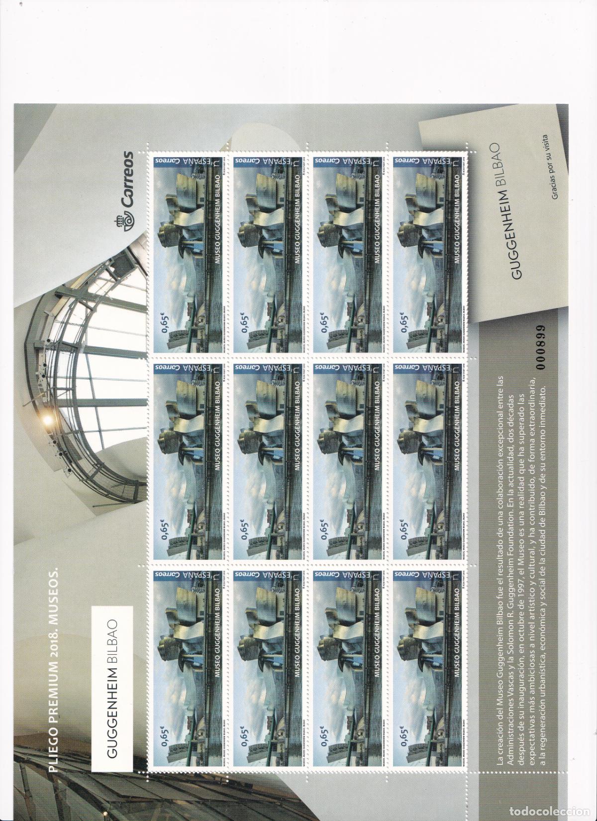 Stamps: Sellos Espa&ntilde;a bonito pliego premium a&ntilde;o 2018 Museo Guggenheim de Bilbao
