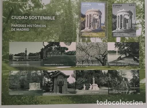 Sellos: Sello de Plata con Color - Ciudad Sostenible: Parques Hist&oacute;ricos de Madrid - Con Certificado FNMT
