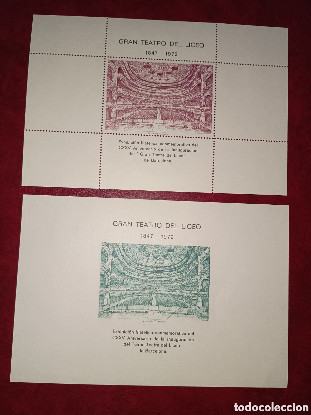 Sellos: ESPA&Ntilde;A 1972 - CXXV ANIVERSARIO DEL GRAN TEATRO DEL LICEO DE BARCELONA - HOJAS RECUERDO