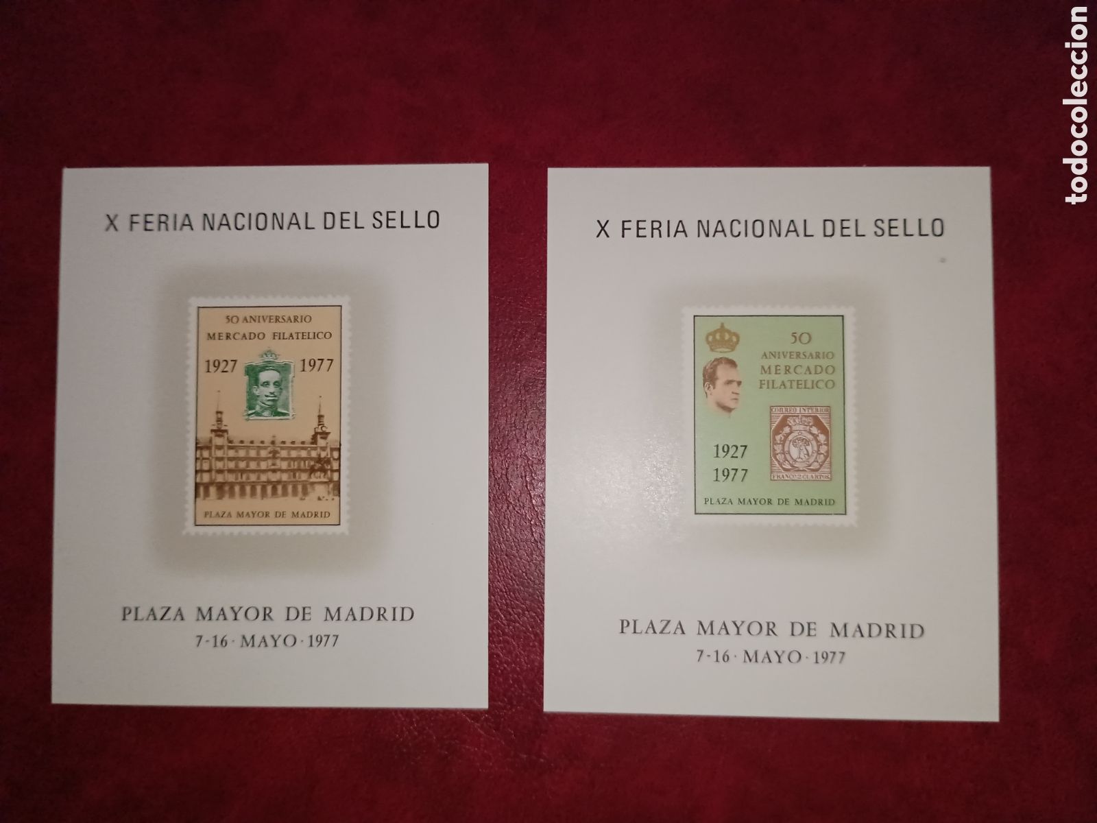Selos: ESPA&Ntilde;A 1977 - X FERIA NACIONAL DEL SELLO, MADRID - HOJAS RECUERDO - MISMA NUMERACI&Oacute;N