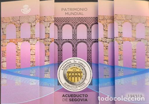 Sellos: Cartera Filat&eacute;lica-Numism&aacute;tica: Acueducto de Segovia - 5 Euros 2016 (Patrimonio Mundial)