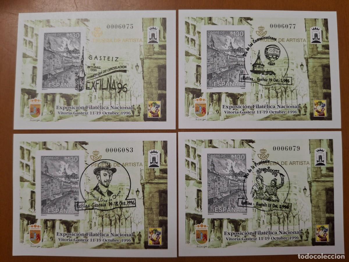 Sellos: SUPER Oferta 4 Pruebas de lujo N&ordm; 61B a&ntilde;o 1996 valor de catalogo 60&euro; matasellos especiales