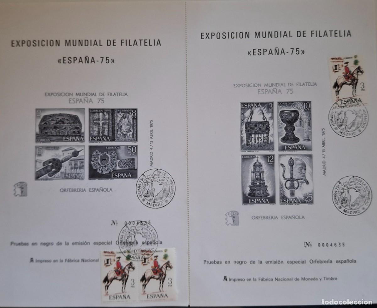 Sellos: SUPER Oferta Pruebas de lujo N&ordm; 1 y 2 a&ntilde;o 1975 con matasellos Espamer 75 valor de catalogo 36&euro;
