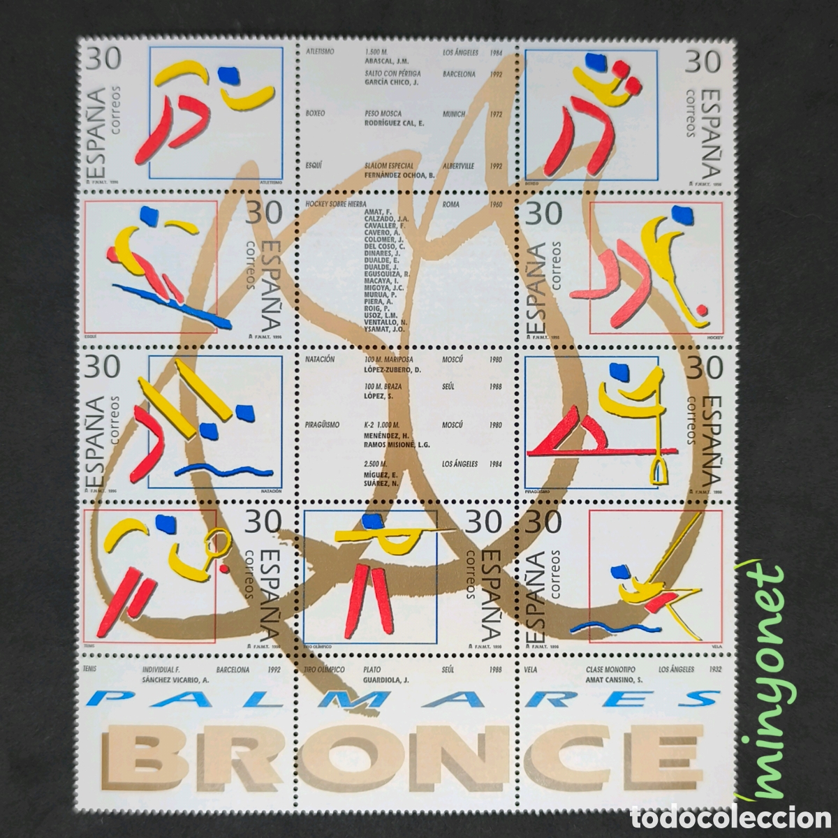 Sellos: Minipliego Palmares Bronce 1996 Juegos Ol&iacute;mpicos - 3418 a 3426