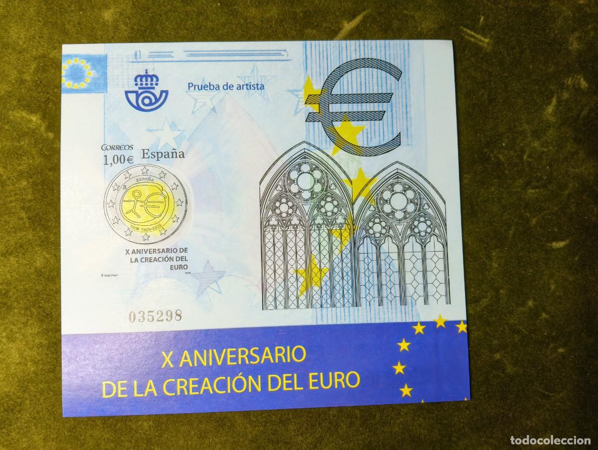 Sellos: CORREOS ESPA&Ntilde;A - PRUEBA DE ARTISTA X ANIVERSARIO DE LA CREACION DEL EURO