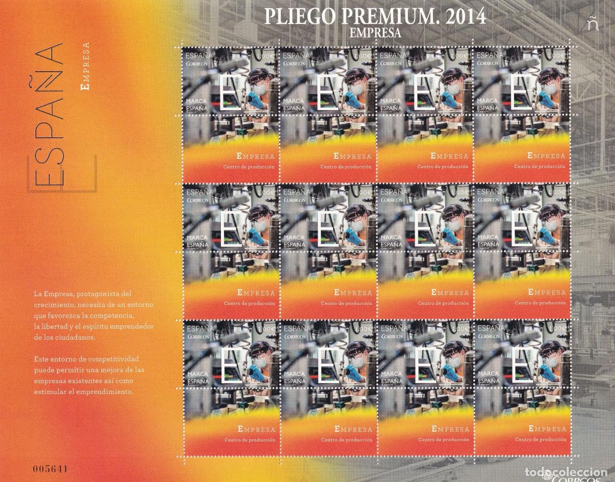 Sellos: CRS0952 SELLO ESPA&Ntilde;A Pliego PREMIUM n&ordm; 5. &ldquo;E&rdquo; de Empresa. A&ntilde;o 2014.