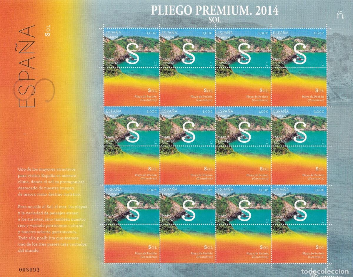 Sellos: CRS0953 SELLO ESPA&Ntilde;A Pliego PREMIUM n&ordm; 6. &ldquo;S&rdquo; de Sol. A&ntilde;o 2014.
