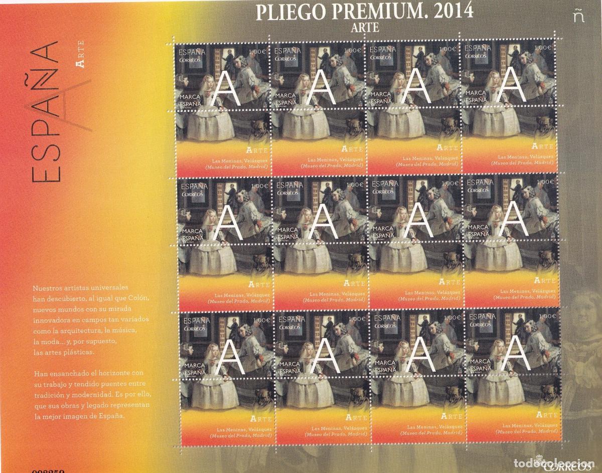 Sellos: CRS0955 SELLO ESPA&Ntilde;A Pliego PREMIUM n&ordm; 8. &ldquo;A&rdquo; de Arte. A&ntilde;o 2014.
