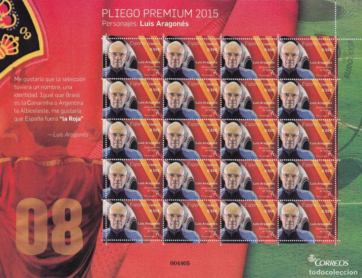 Sellos: CRS0966 SELLOS ESPA&Ntilde;A Pliego PREMIUM n&ordm; 20 Luis Aragones A&ntilde;o 2015