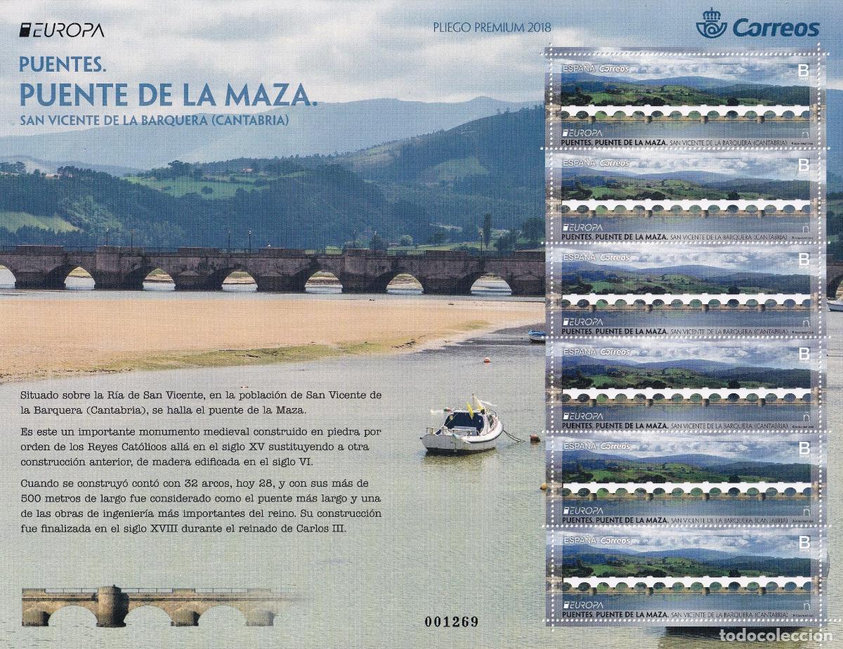 Sellos: CRS0999 Pliego PREMIUM n&ordm; 61. Puente San Vicente de la Barquera. A&ntilde;o 2018.
