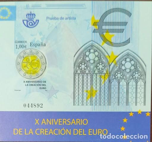 Sellos: Prueba de Artista Oficial Correos - X Aniversario de la Creaci&oacute;n del Euro (2009) Estuche y Numerada