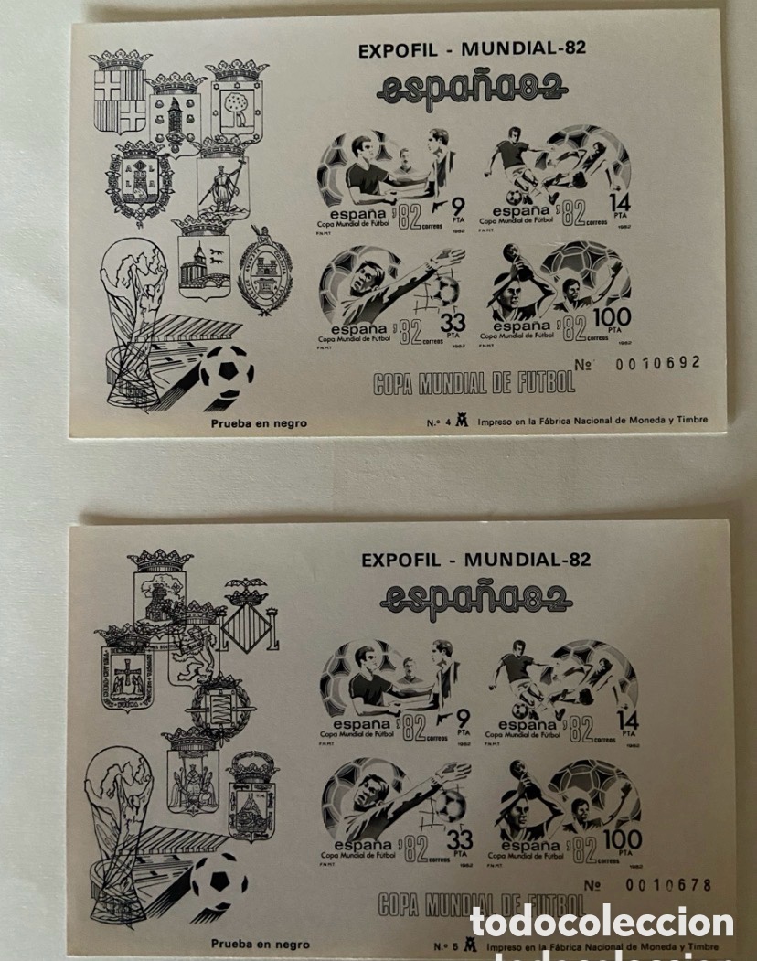 Sellos: PRUEBAS OFICIALES SIN DENTAR EDIFIL 4/5. COPA MUNDIAL DE FUTBOL ESPA&Ntilde;A 82