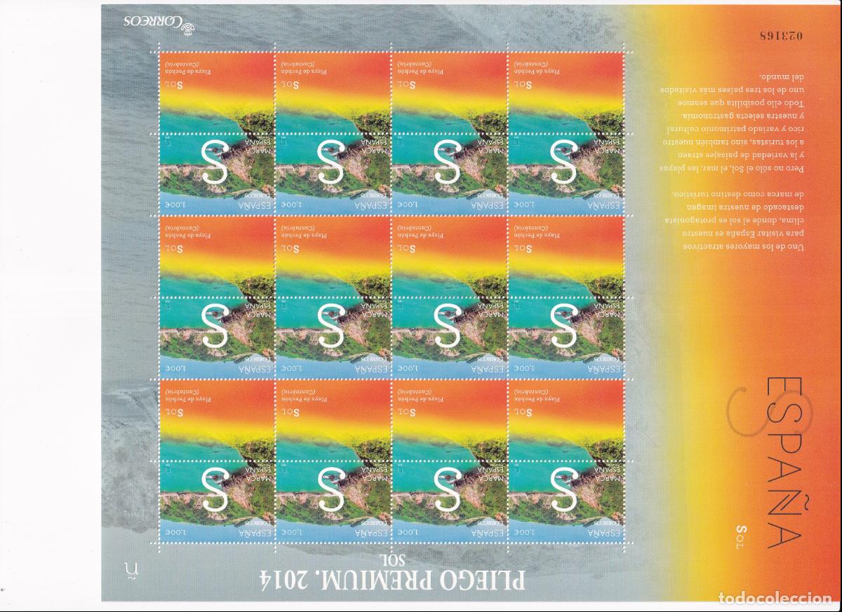 Briefmarken: PP6 Sellos Espa&ntilde;a bonito pliego premium a&ntilde;o 2014 Marca Espa&ntilde;a S de Sol