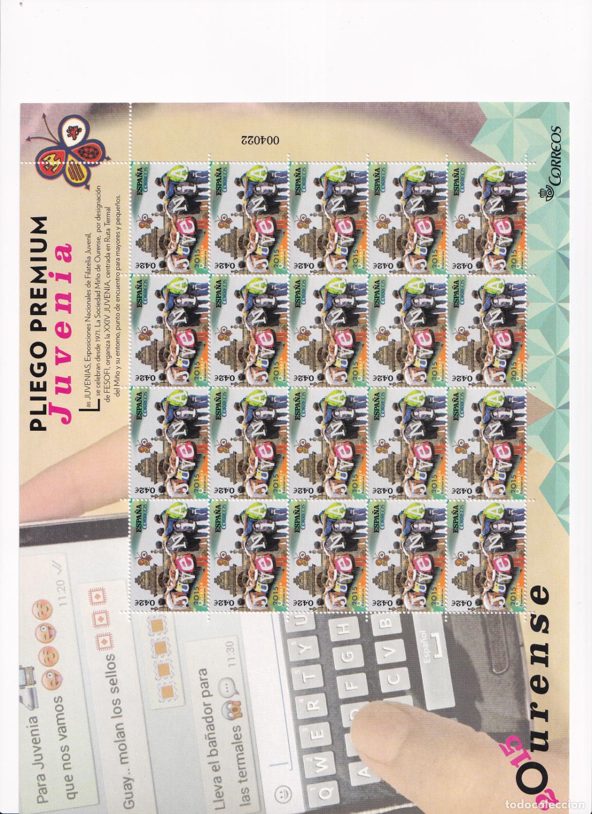 Briefmarken: PP19 Sellos Espa&ntilde;a bonito pliego premium a&ntilde;o 2015 Juvenia 2015 Ourense