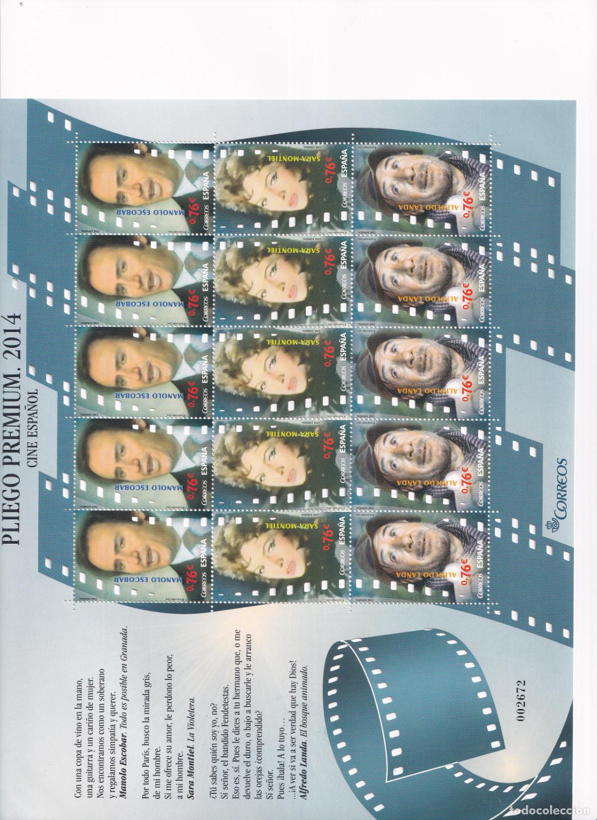 Briefmarken: PP14 Sellos Espa&ntilde;a bonito pliego premium a&ntilde;o 2014 Cine espa&ntilde;ol