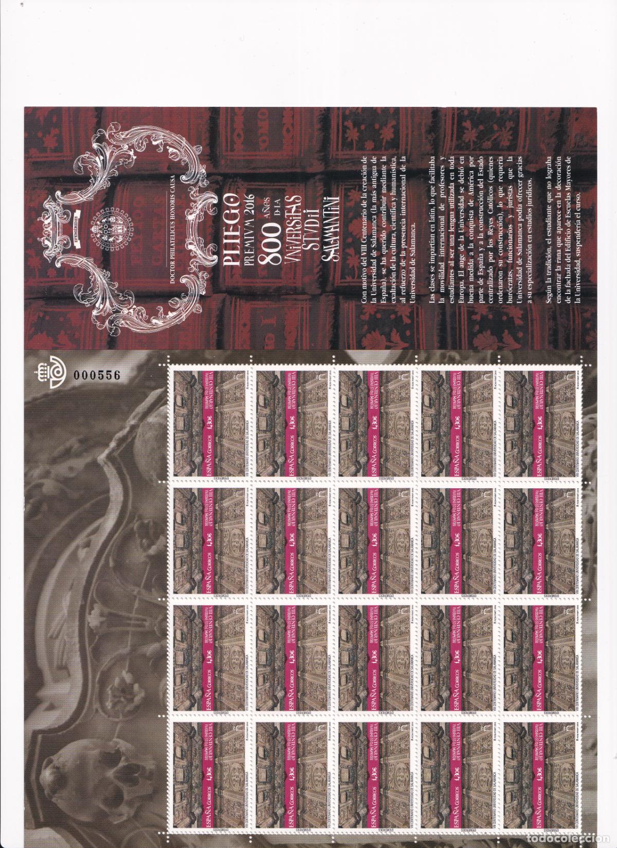 Briefmarken: PP42 Sellos Espa&ntilde;a bonito pliego premium a&ntilde;o 2016 VIII centenario universidad de Salamanca