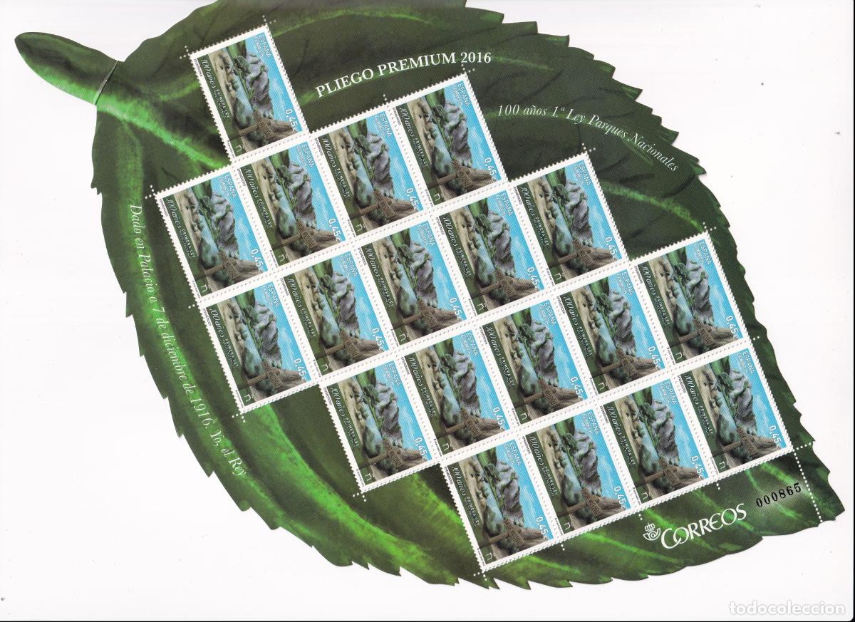 Briefmarken: PP34 Sellos Espa&ntilde;a bonito pliego premium a&ntilde;o 2016 100&ordm; A&ntilde;os ley parques naturales
