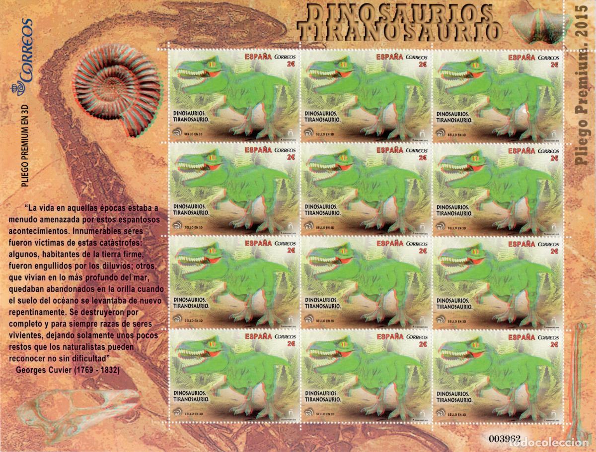 Briefmarken: PP22 Sellos Espa&ntilde;a bonito pliego premium a&ntilde;o 2015 Dinosaurios Anquilosaurio