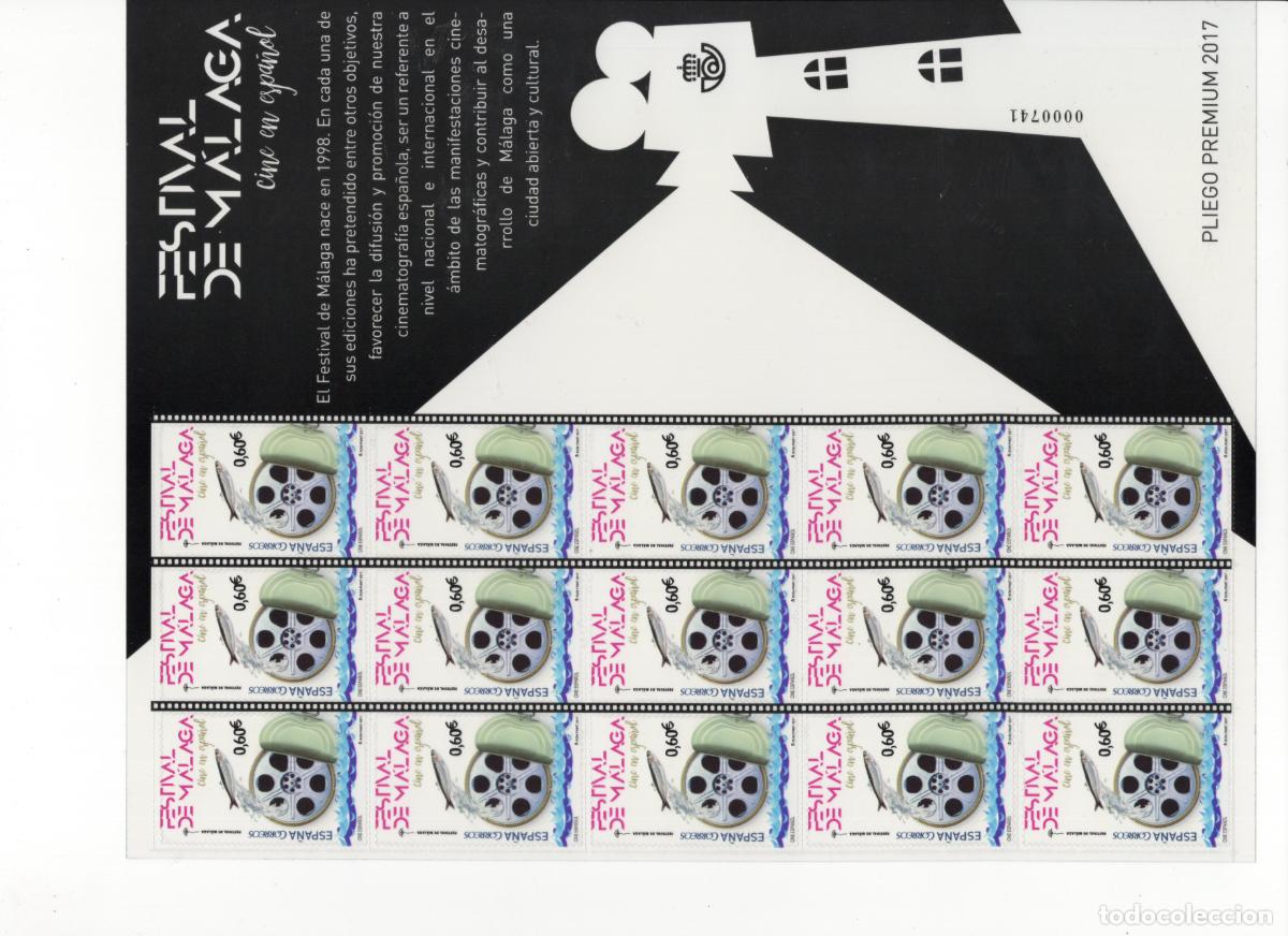Briefmarken: PP44 Sellos Espa&ntilde;a bonito pliego premium a&ntilde;o 2017 Cine espa&ntilde;ol Festival de Malaga