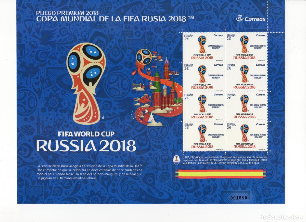 Briefmarken: PP62 Sellos Espa&ntilde;a bonito pliego premium a&ntilde;o 2018 Copa mundial FIFA Rusia 2018