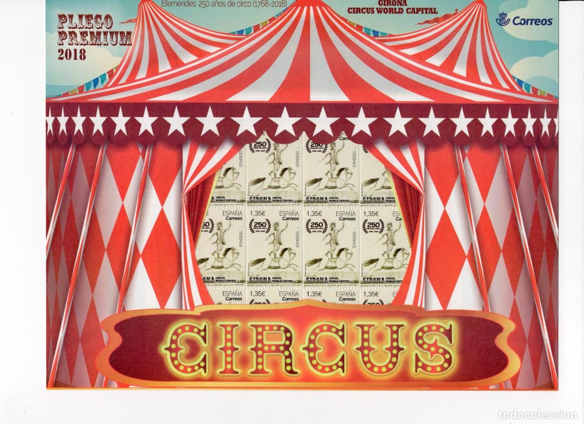 Briefmarken: PP57 Sellos Espa&ntilde;a bonito pliego premium a&ntilde;o 2018 250 a&ntilde;os del circo