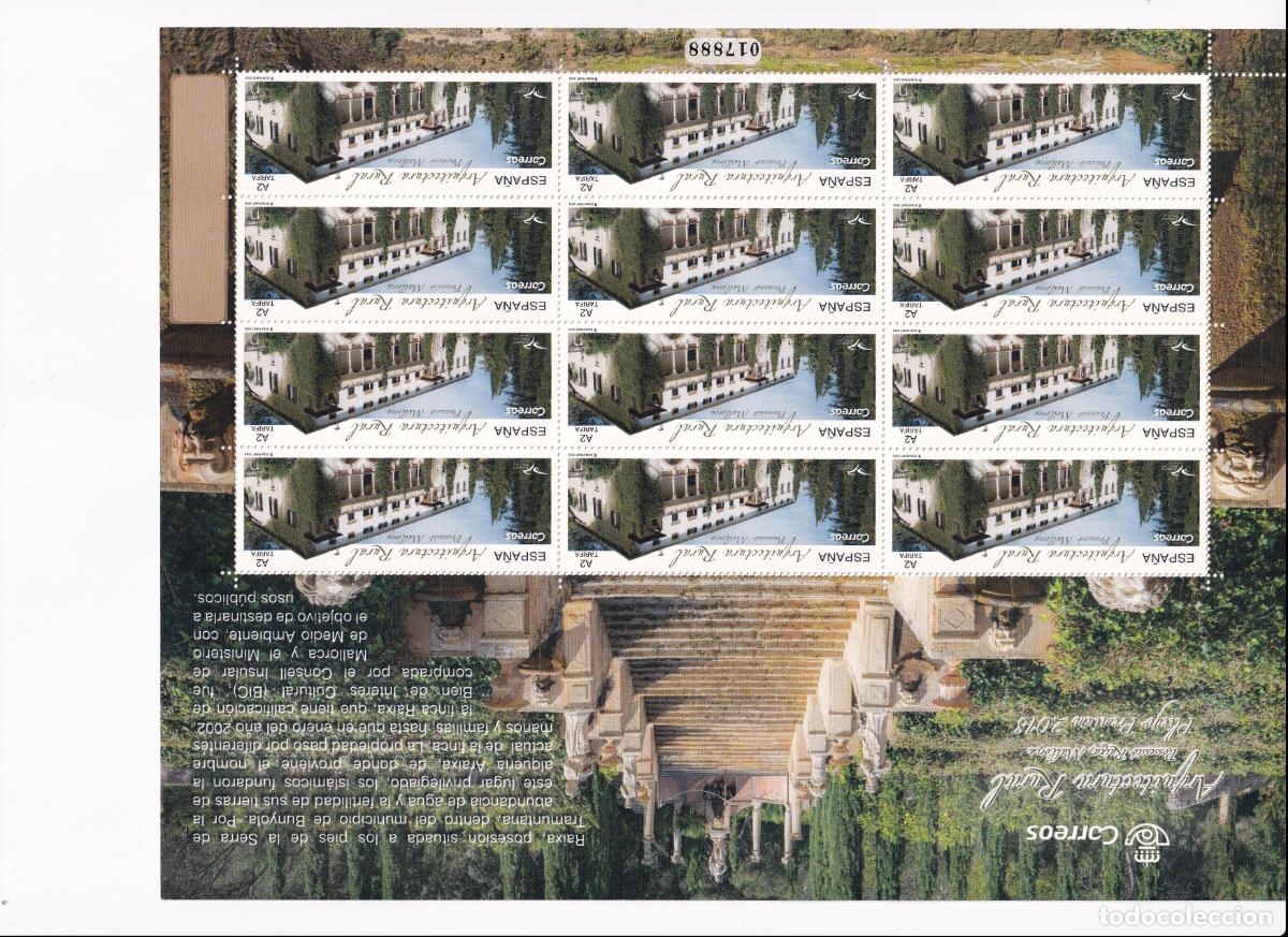 Briefmarken: PP65 Sellos Espa&ntilde;a bonito pliego premium a&ntilde;o 2018 Arquitectura rural Euromed Possessio Mallorca