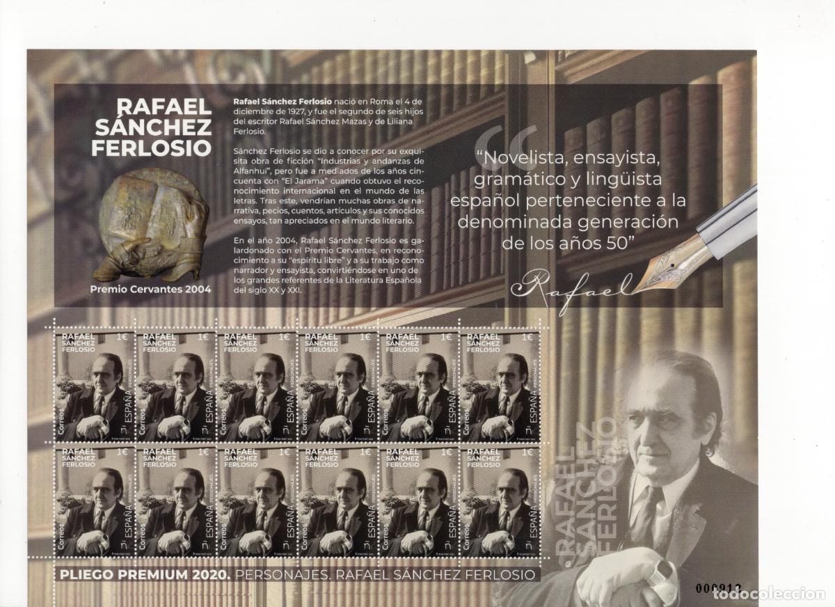 Briefmarken: PP94 Sellos Espa&ntilde;a bonito pliego premium a&ntilde;o 2020 Rafael Sanchez Ferlosio