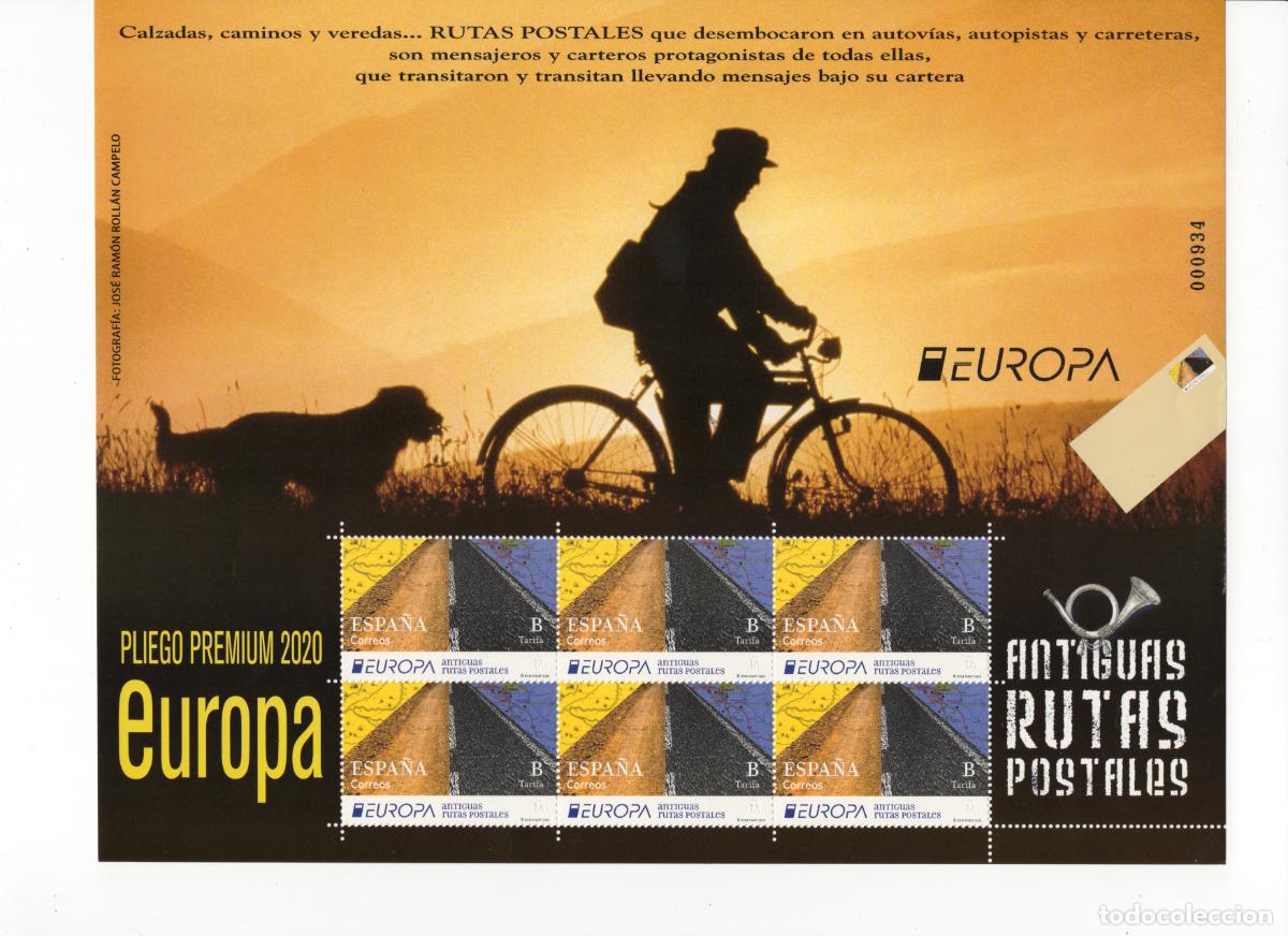 Briefmarken: PP90 Sellos Espa&ntilde;a bonito pliego premium a&ntilde;o 2020 Europa antiguas rutas postales
