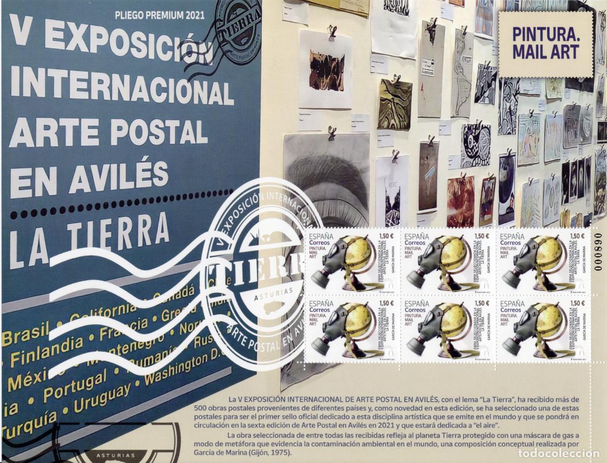 Briefmarken: PP104 Sellos Espa&ntilde;a bonito pliego premium a&ntilde;o 2021 Pintura Mail Art
