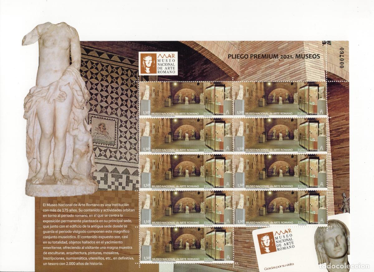 Briefmarken: PP102 Sellos Espa&ntilde;a bonito pliego premium a&ntilde;o 2021 Museo nacional arte romano de Merida