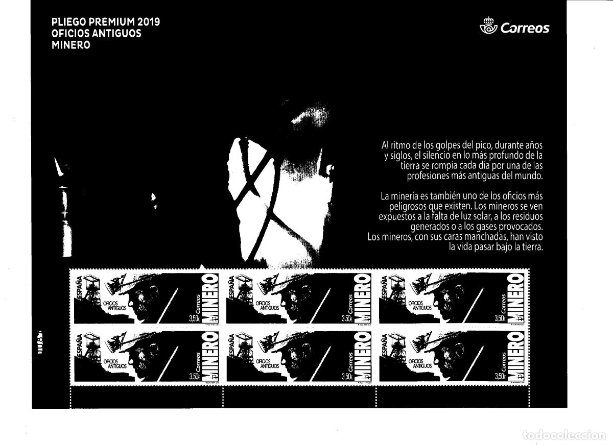 Briefmarken: PP82 Sellos Espa&ntilde;a bonito pliego premium a&ntilde;o 2019 Oficios antiguos Minero