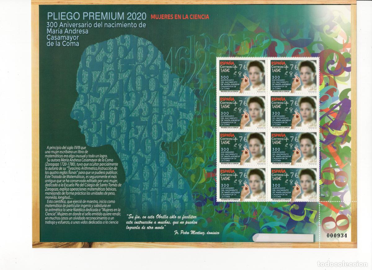 Briefmarken: PP92 Sellos Espa&ntilde;a bonito pliego premium a&ntilde;o 2020 Maria Andresa Casamayor de la Coma