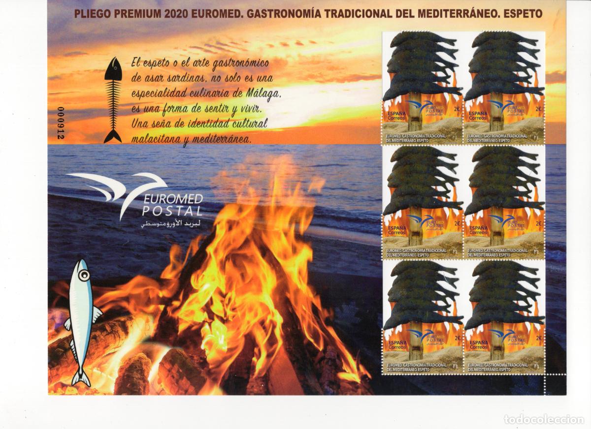 Briefmarken: PP93 Sellos Espa&ntilde;a bonito pliego premium a&ntilde;o 2020 Gastronomia tardicional Espeto