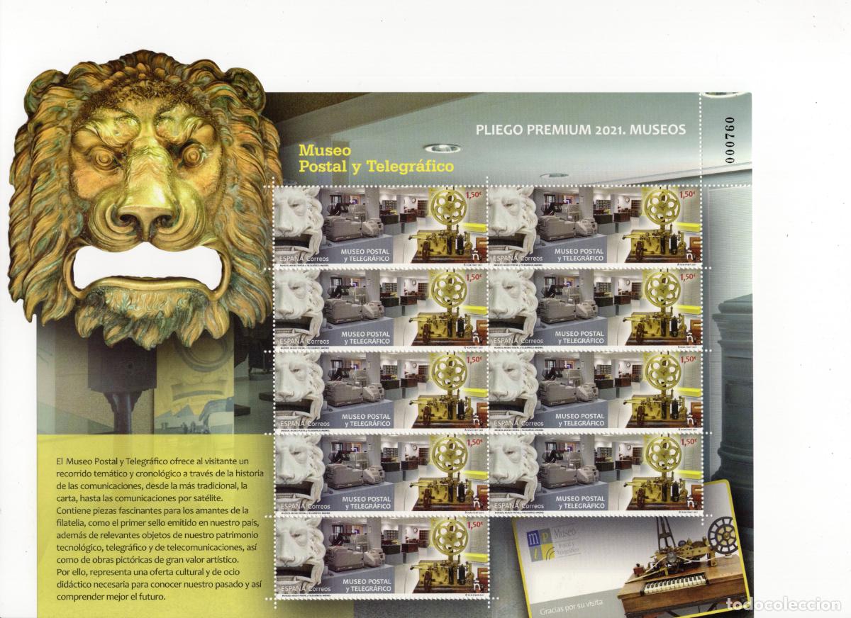 Selos: PP101 Sellos Espa&ntilde;a bonito pliego premium a&ntilde;o 2021 Museo postal y telegrafico de Madrid