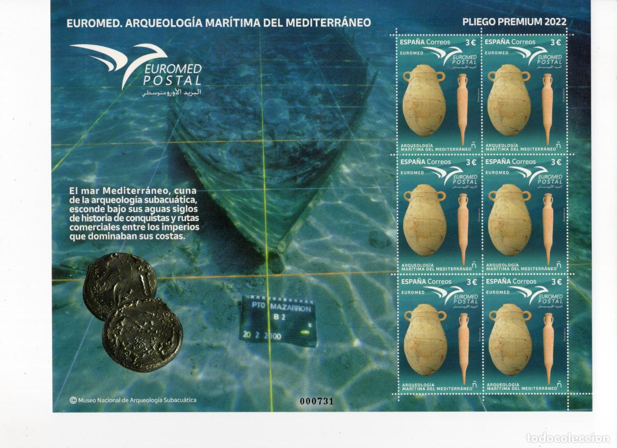 Selos: PP125 Sellos Espa&ntilde;a bonito pliego premium a&ntilde;o 2022 Euromed Arqueologia maritima del mediterraneo