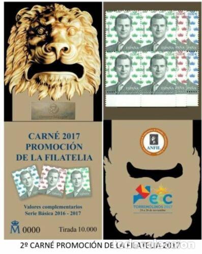 Stamps: Sellos Espa&ntilde;a a&ntilde;o 2017 carne promocional de filatelia IMPECABLE