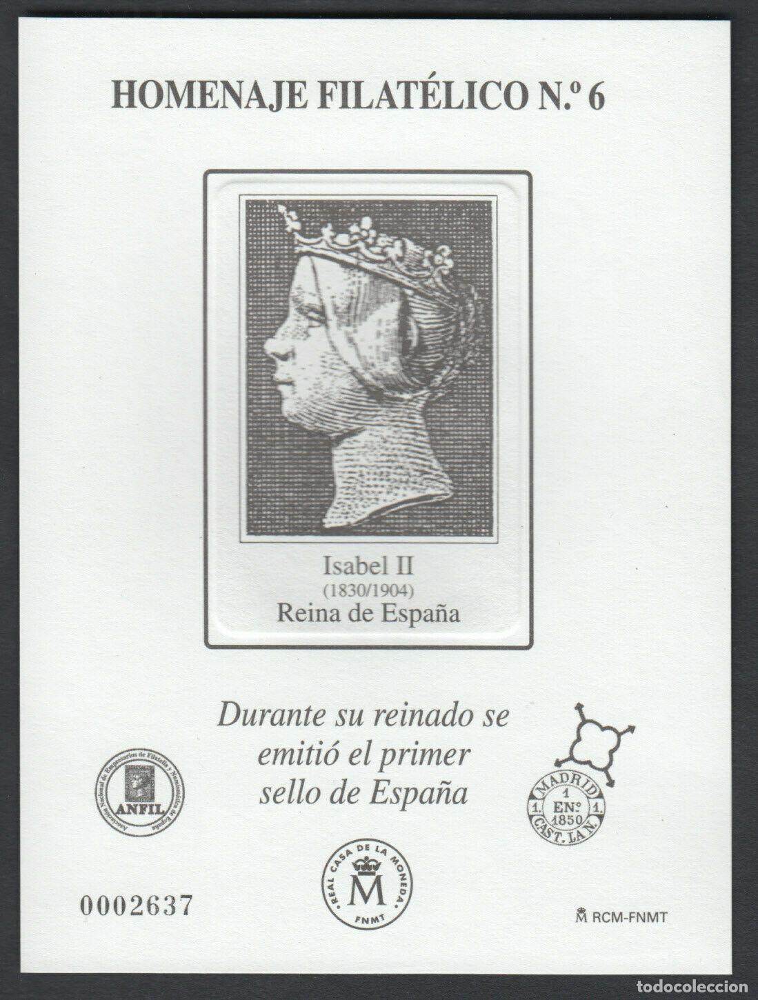 Briefmarken: Sellos Espa&ntilde;a a&ntilde;o 2010 Homenaje Filatelico n 6 Isabel II Reina de Espa&ntilde;a v.c. 18 &euro;