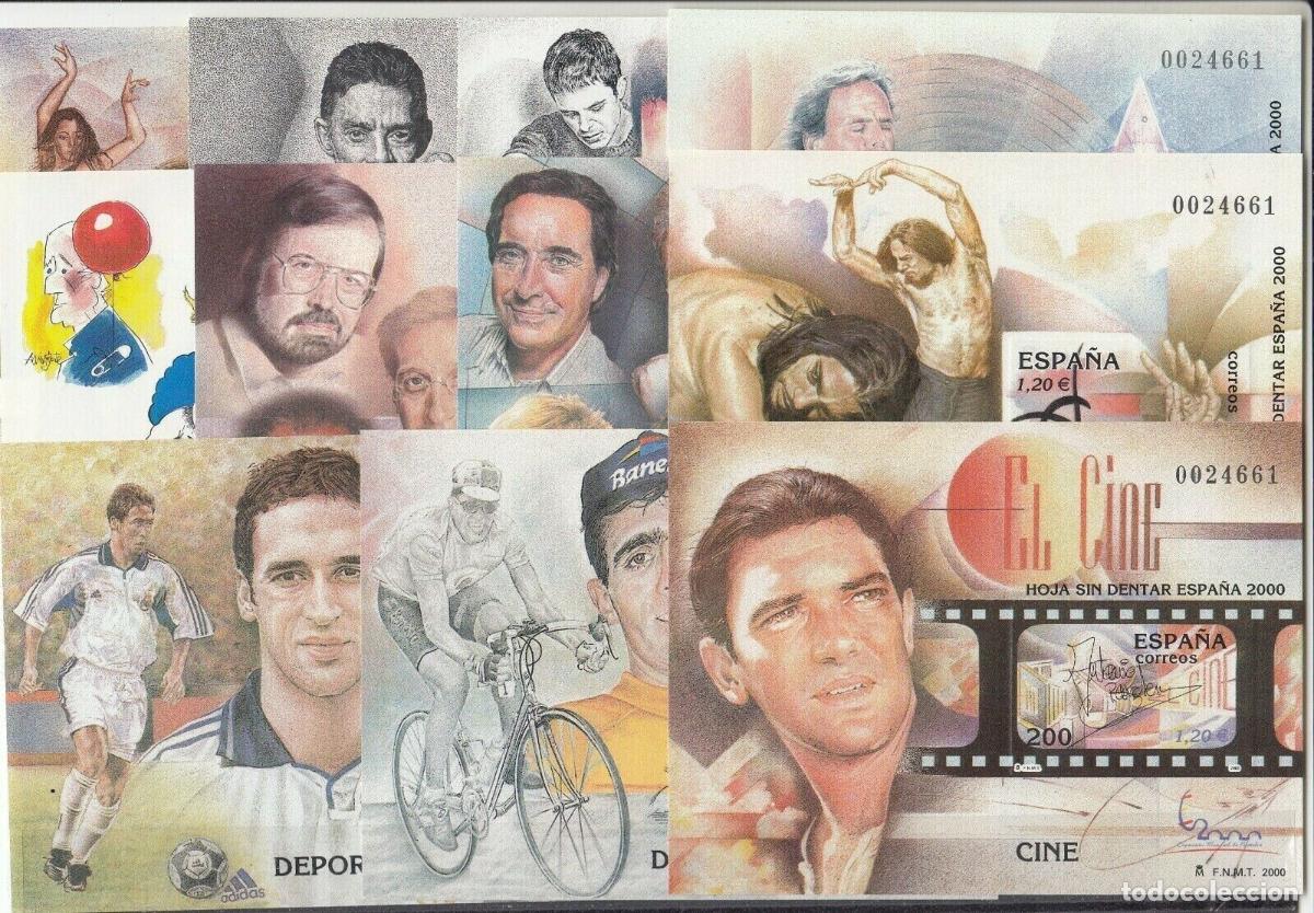 Briefmarken: Sellos Espa&ntilde;a a&ntilde;o 2000 hojitas sin dentar Expo Mundial de filatelia
