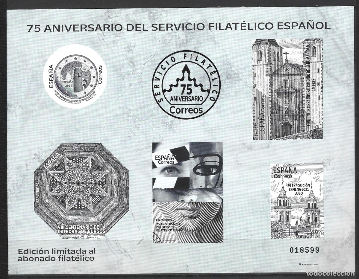 Timbres: ESPA&Ntilde;A - 2021 - EDICI&Oacute;N LIMITADA AL ABONDADO FILAT&Eacute;LICO - 75 AMIVERSARIO DEL SERVICIIO FILAT&Eacute;LICO