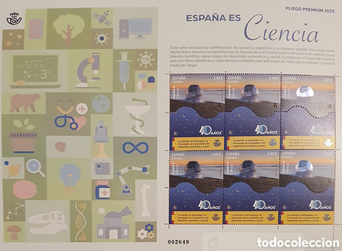 Briefmarken: Pliego Premium 2025 Espa&ntilde;a es Ciencia