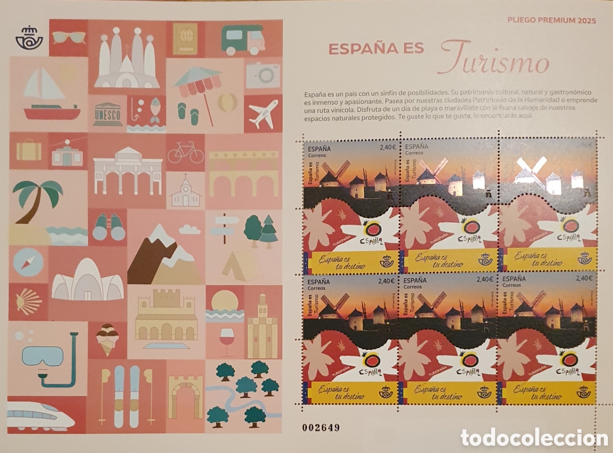 Briefmarken: Pliego Premium 2025. Espa&ntilde;a es Turismo