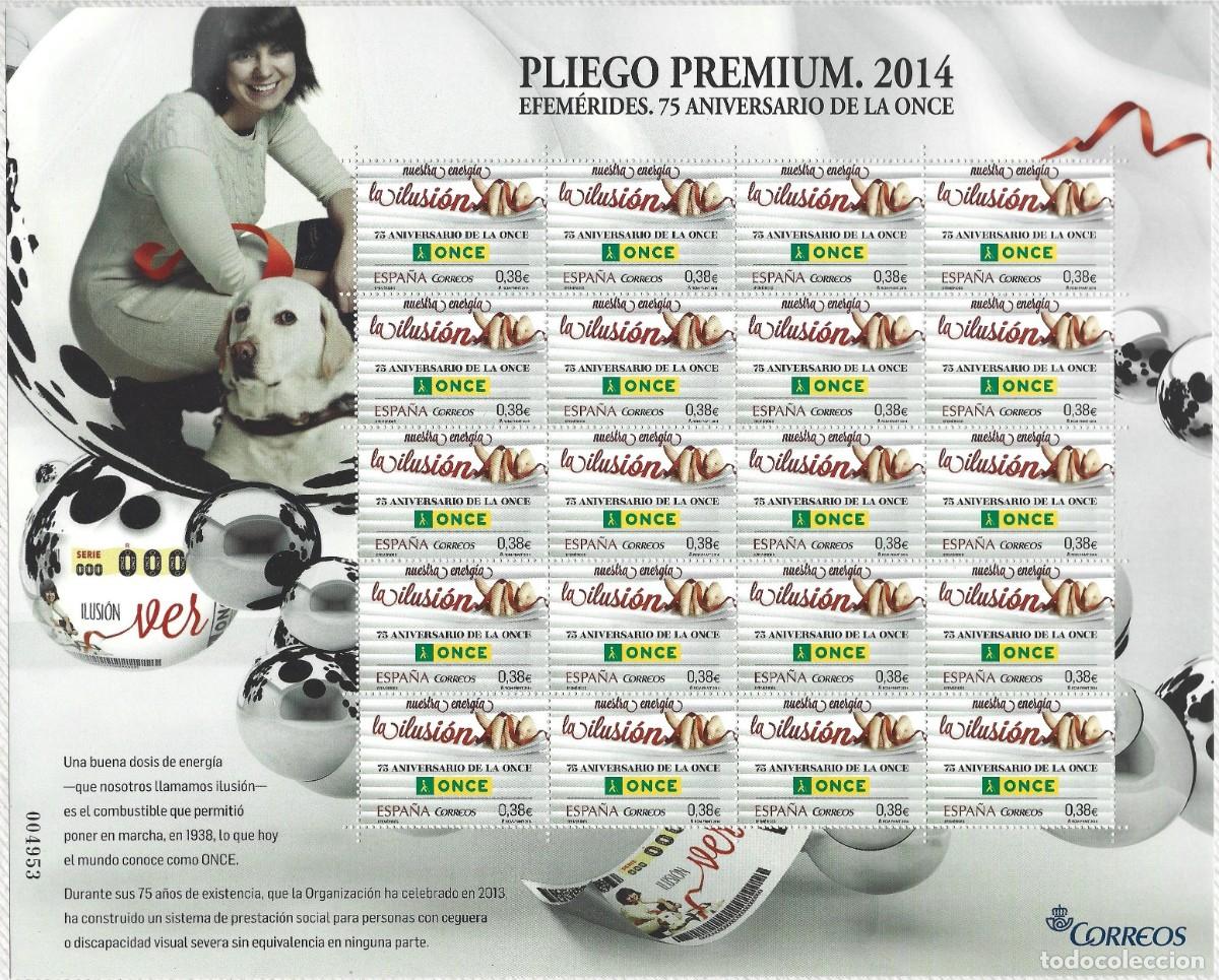 Sellos: ESPA&Ntilde;A - MINIPLIEGE - EFEM&Eacute;RIDES, 75. ANIVERSARIO DE LA ONCE - 20 SELLOS - SIN USAR - MNH