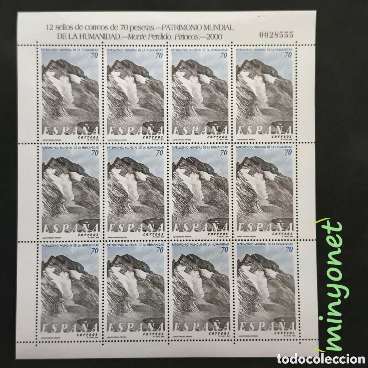 Sellos: Minipliego 12 sellos 71 - 3730 de 2000 Patrimonio Mundial - Monte Perdido