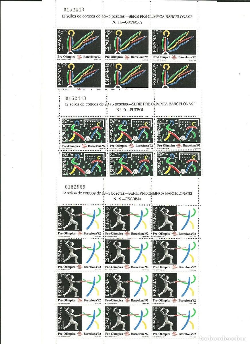 Sellos: Sellos Espa&ntilde;a A&ntilde;o 1989 minipliego n&ordm;3/5 Barcelona 92 Esgrima, futbol y gimnasia valor catalogo 33,25