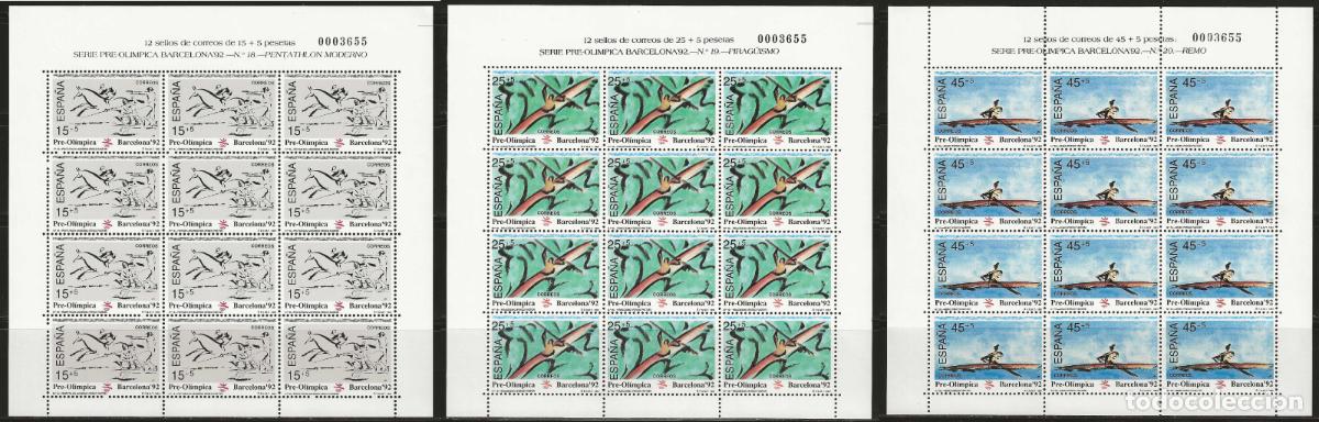 Briefmarken: Sellos Espa&ntilde;a A&ntilde;o 1991 minipliego n&ordm;28/30Barcelona 92 Pentathlon, pirag&uuml;ismo y remo v.c. 18,60&euro;
